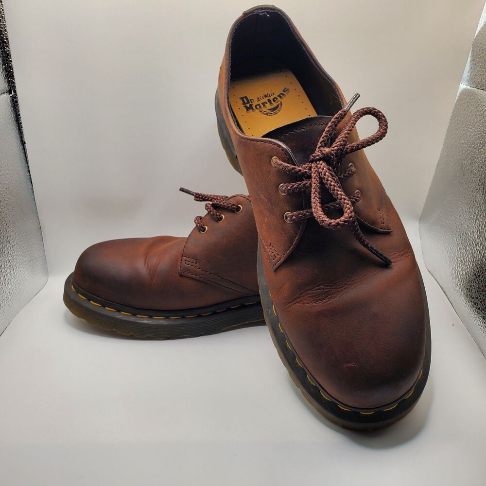 Dr. Martens Doc 1461 Waxed Full Grain Leather Oxfords Chestnut Mens Shoes 10